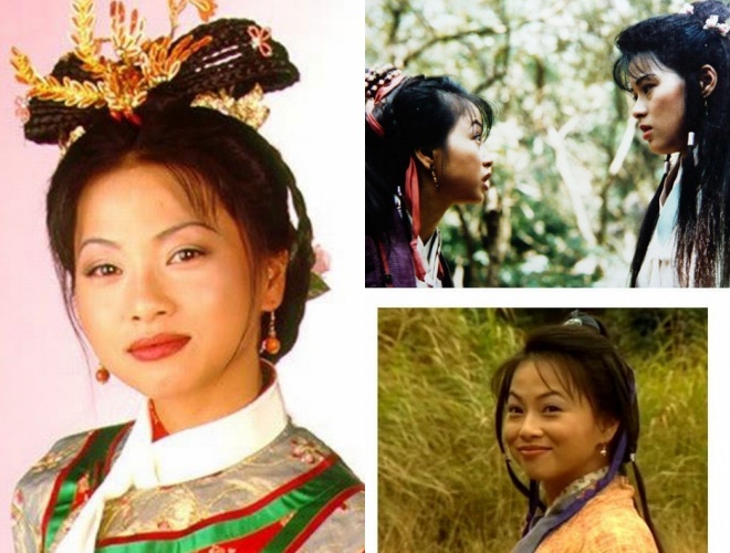 Lưu Ngọc Thúy vai Kiến Ninh công chúa (trái) phim Lộc đỉnh ký và vai A Tử trong Thiên long bát bộ.