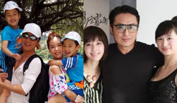 Tài tử bên vợ hai và ảnh chụp cùng con gái với người vợ đầu (phải)