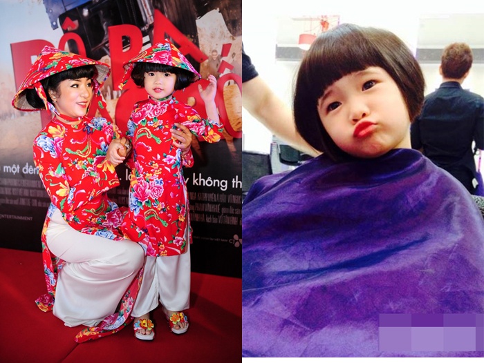 Mới 4 tuổi, bé Nguyệt Cát – con gái của danh hài Thúy Nga bắt đầu biết làm điệu. 