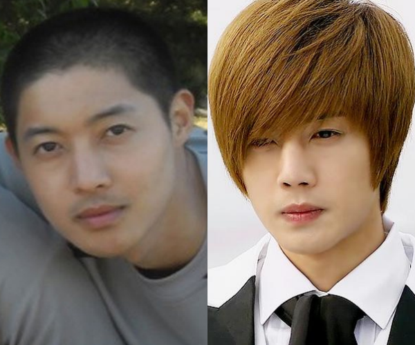 Ảnh mới của Kim Hyun Joong (trái) và hình ảnh hoàn hảo trong Vườn sao băng.