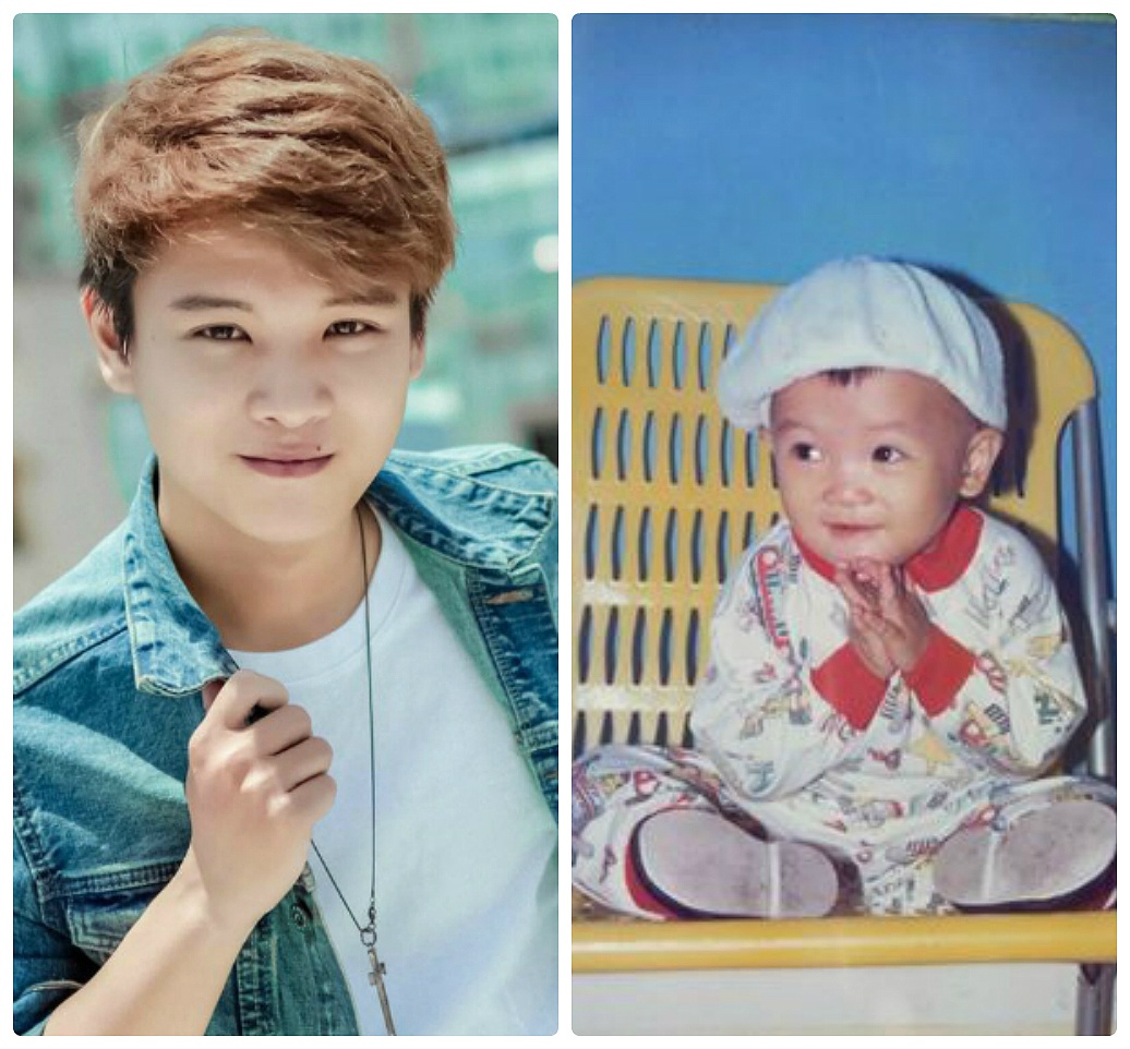 Ca sĩ trẻ Phạm Đình Thái Ngân khoe bức ảnh khi còn bé và dòng status: “Ai tặng quà cho bé Ngân đi… Oe, oe, oe… Hihi”.