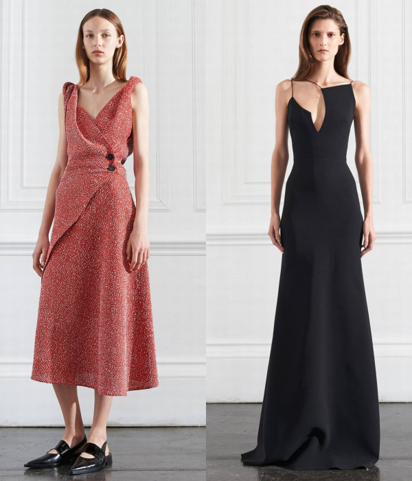 Hai mẫu trong bộ sưu tập Xuân 2016 của Victoria Beckham.