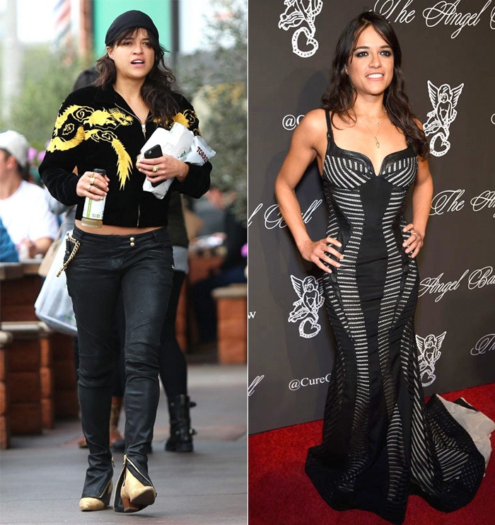 Trang phục thường ngày của Michelle chú trọng đến sự thoải mái nhất có thể, thậm chí là hơi lôi thôi xuề xòa. Nhưng khi lên thảm đỏ, nữ diễn viên Fast & Furious lột xác trở nên gợi cảm, nữ tính bất ngờ. 