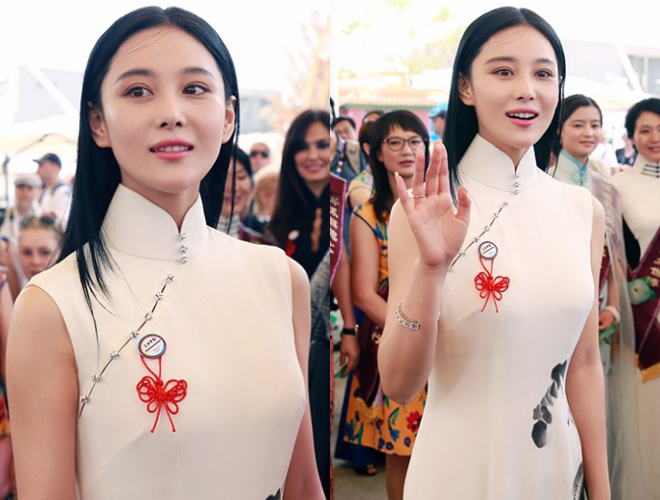 Trương Hinh Dư nổi bật với váy truyền thống tinh tế.