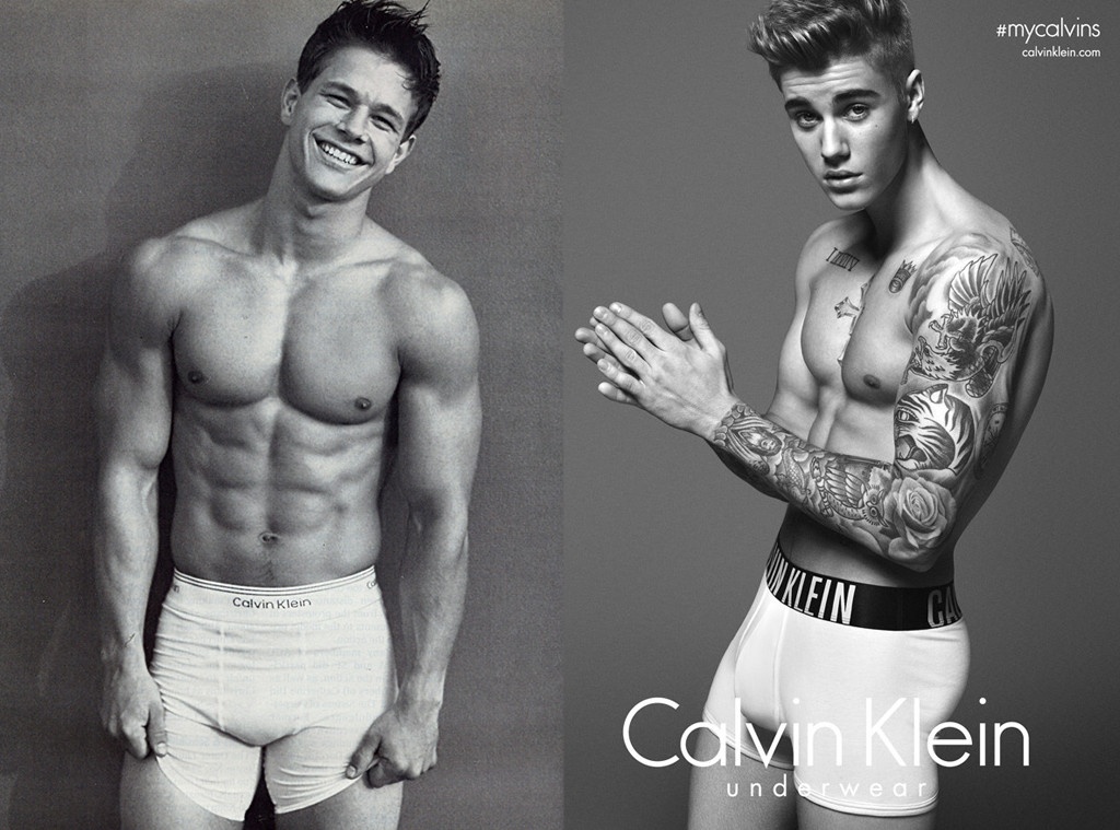 Mark Wahlberg và Justin Bieber quảng cáo cùng một nhãn hiệu đồ lót.