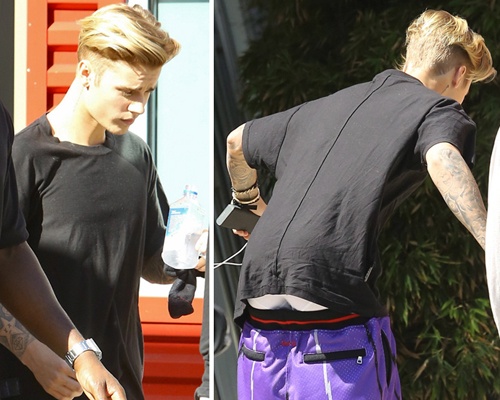 Justin Bieber bi tut quan khi choi truot van hinh anh