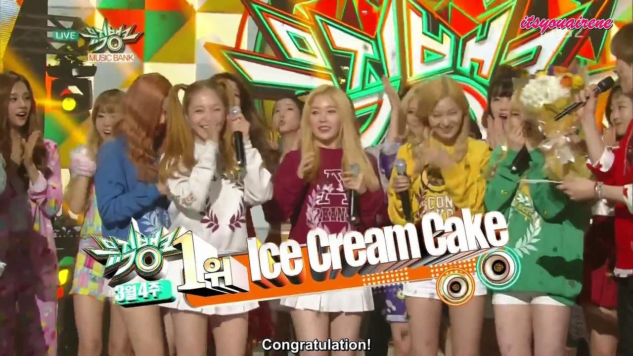 Cuối tháng 3 vừa qua, nhóm nữ Red Velvet nhận được thành quả đầu tiên sau 253 ngày trình làng Kpop. Ca khúc Ice Cream Cake của nhóm xếp vị trí số 1 trong chương trình Music Bank.