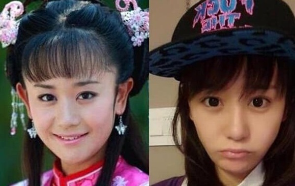 Hải Lục trong Tân Hoàn Châu cách cách (trái) vài năm trước và ảnh hiện nay.