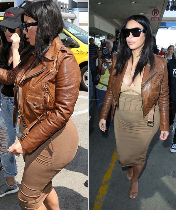 Thân hình đẫy đà khi mang bầu của Kim Kardashian.