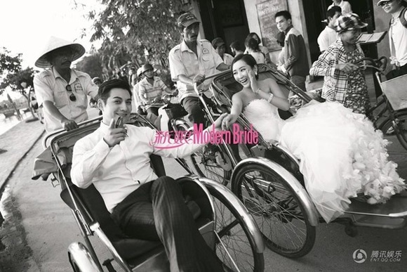 Nghiêm Khoan và vợ từng sang Việt Nam chụp ảnh cưới.