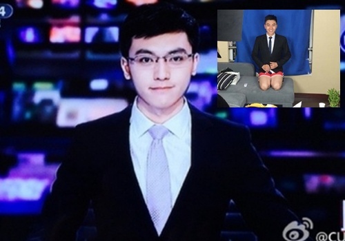 MC dep trai nhat Trung Quoc mac quan dui khi ghi hinh hinh anh