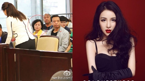 Mẹ Mỹ Mỹ cũng có mặt tại tòa. Ảnh phải là chân dài khi chưa bị bắt.