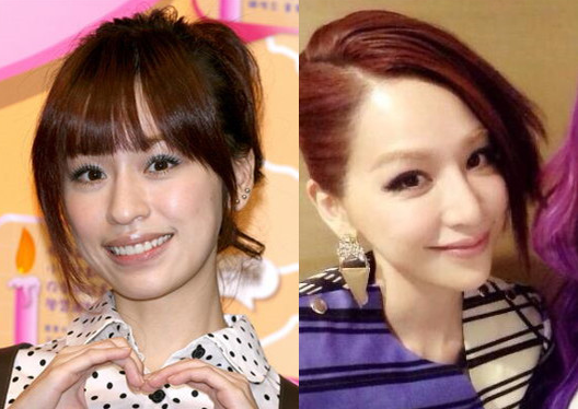 Vương Tâm Lăng ngày trước và hình ảnh bây giờ (phải) được cho là đã phẫu thuật thẩm mỹ.