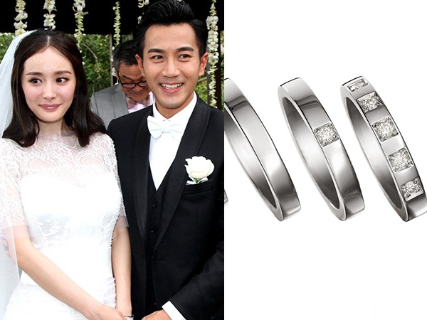 Chiếc nhẫn cưới của cặp đôi Dương Mịch Lưu Khải Uy là chiếc nhẫn Marry Me của thương hiệu BVLGARI giá trị vào khoảng hơn 2000$