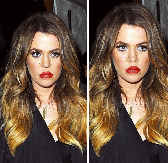 Với lông mi giả quá dài, má đỏ quá mức, đôi môi kẻ viền dầy tràn lan ra bên ngoài đã khiến gương mặt của Khloe Kardashian trở nên vô cùng nặng nề.