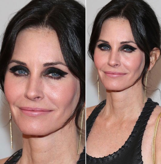 Nữ diễn viên Courteney Cox khiến công chúng phải giật mình vì kẻ mắt trông như hai con đỉa bám ở trên.