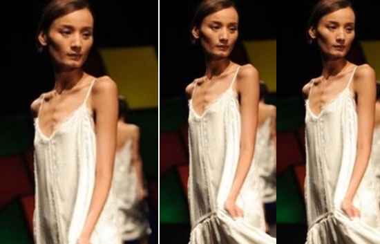 Lê Thúy như bộ xương di động khi đứng trên sàn diễn.