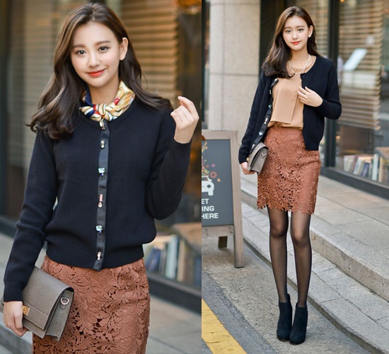 Váy và áo cardigan là bộ đôi tuyệt vời cho cô nàng nữ tính yêu phong cách nhẹ nhàng.