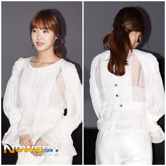 Gu thời trang của mỹ nhân phim 18+ Kim Go Eun lên xuống thất thường. Một trong những lần kiều nữ 24 tuổi mắc sai lầm là khi cô diện áo ngực màu đen, để lộ dây trong bộ váy trắng xuyên thấu, chất liệu mỏng nhẹ. Lựa chọn hợp lý hơn cho nữ diễn viên nên là áo trắng cùng màu với bộ váy. 