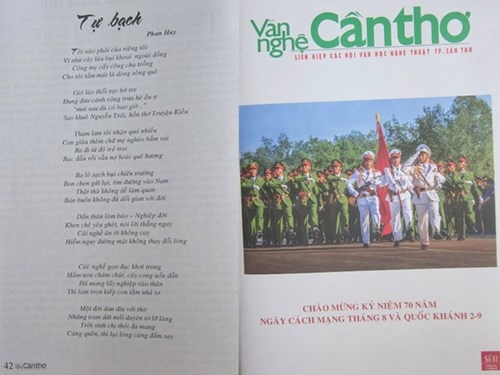 Bìa tạp chí Văn nghệ Cần Thơ số 81 có in bài thơ Tự bạch ở trang 42.