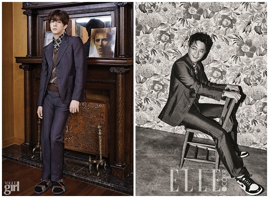 Park Sang Hyun đã cho thấy một phong cách khá lạ mắt khi kết hợp cả cây đồ denim với áo sơ mi kẻ, áo gi lê len màu nâu và dép sandal. Tất cả đều của thương hiệu danh tiếng Prada. Trong khi đó Kim Jin Woo lại hóa thân thành một anh chàng năng động và trẻ trung khi kết hợp bộ đồ này với giày thể thao Nike đơn sắc.