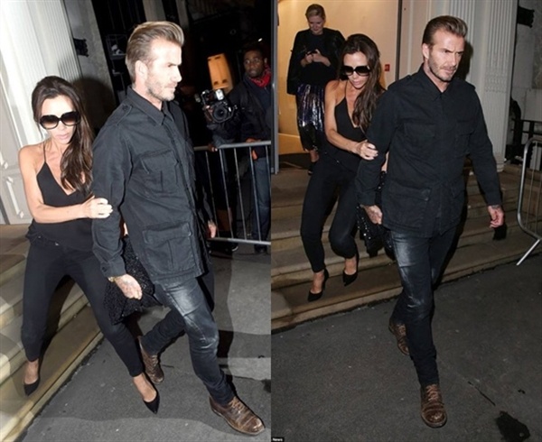 Victoria bị đổ rượu ướt cả chỗ nhạy cảm và phải nép vào Beckham.