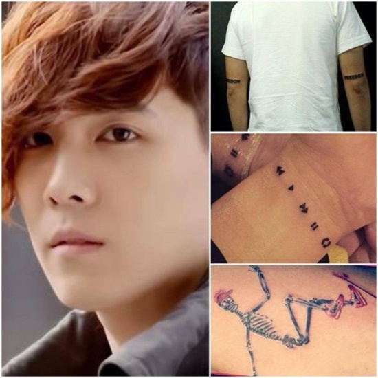 Mặc dù sở hữu một khuôn mặt thiên thần nhưng Lee Hong Ki lại được biết đến như  là ca sĩ nhạc Rock nên những hình xăm của anh cũng rất cá tính và ấn tượng. Trên  khuỷu tay của anh là hình bộ xương người đang trượt ván. Ngoài ra anh còn xăm  chữ 