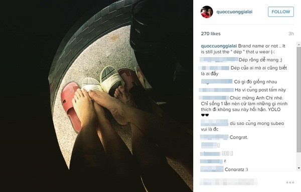 Mặc dù sau đó, trang cá nhân của Hạ Vi đã gỡ nhưng bức ảnh vẫn được Cường Đô La lưu lại. Không lâu sau, hai người đăng một bức ảnh đôi khác, riêng Cường Đô La chú thích đầy ẩn ý: “Dù có gọi tên hay không, đó vẫn là đôi dép mà bạn vẫn đi”. 