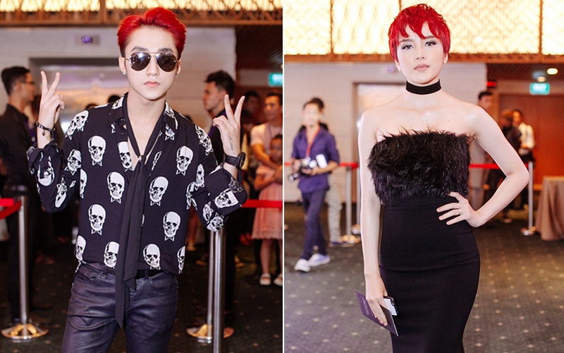 Tại tuần lễ thời trang Việt Nam vừa qua, cặp đôi tin đồn cùng xuất hiện với vẻ ngoài nổi bật. Đáng chú ý là màu tóc nhuộm đỏ của họ khá giống nhau, dấy lên suy đoán “màu tóc đôi”. 