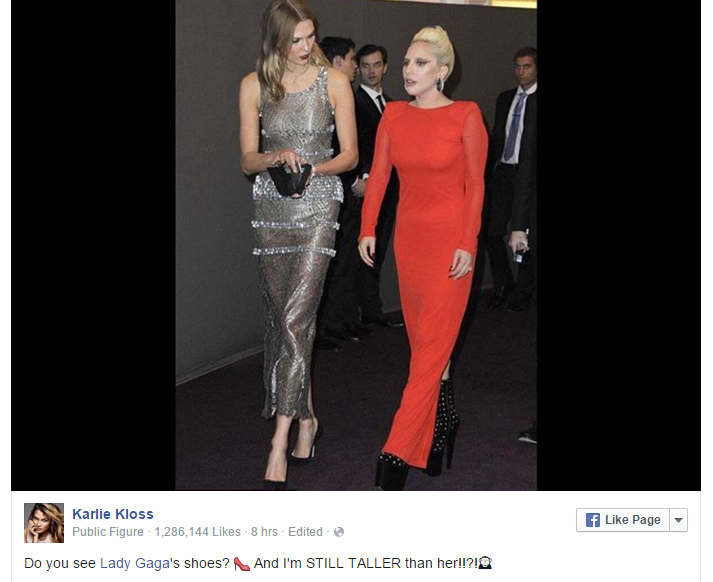 Bức ảnh và dòng chú thích của Karlie Kloss về Lady Gaga bị chỉ trích.
