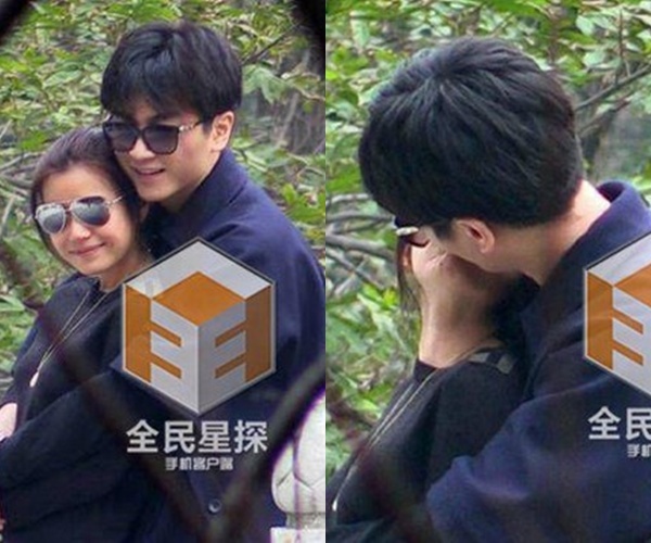 Cử chỉ âu yếm của hai người trong công viên. Trần Nghiên Hy chia sẻ, hôn lễ dự kiến diễn ra vào mùa hè sang năm, đơn giản và ấm cúng.