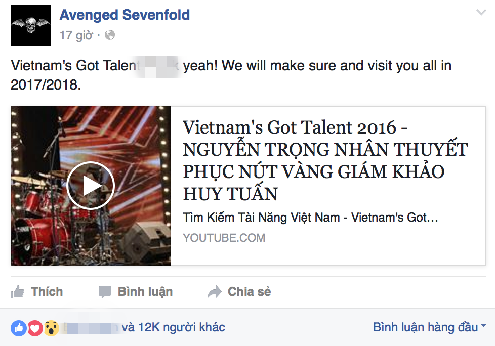 Avenged Sevenfold khen Trọng Nhân ảnh 1 Avenged Sevenfold khen Trong Nhan anh 1