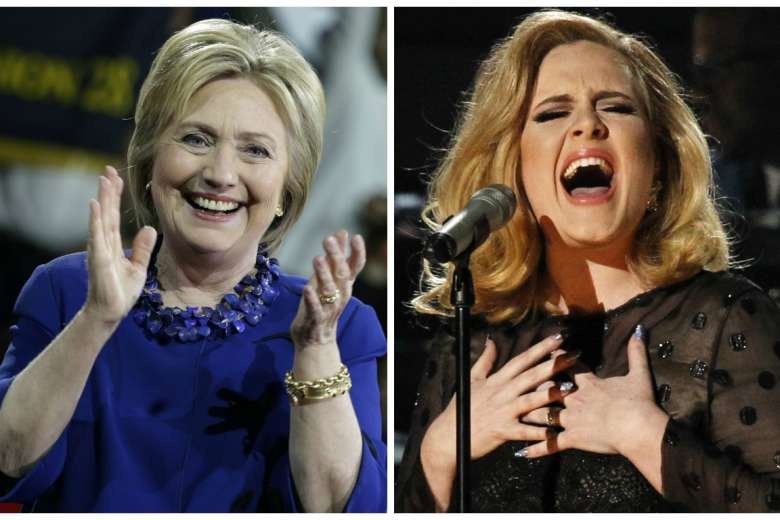 Gac chuyen bau cu, Hillary Clinton den xem Adele bieu dien hinh anh