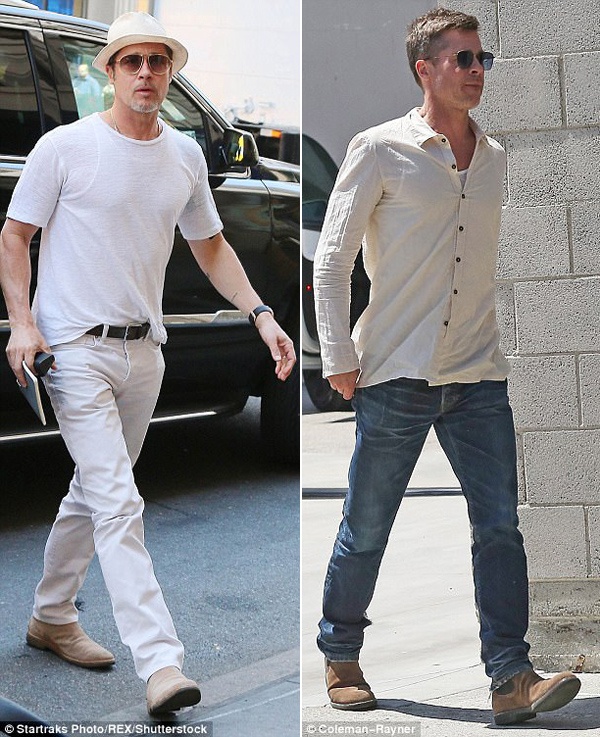 Brad Pitt gầy gò xuống phố ảnh 2 Brad Pitt gay go xuong pho anh 2