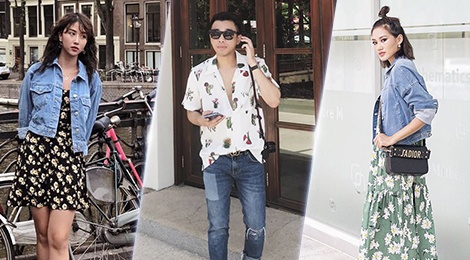 Trang phuc hoa tiet chiem linh street style cua tin do thoi trang Viet hinh anh