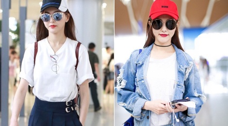 Thoi trang ca tinh cua Duong Yen o san bay hinh anh