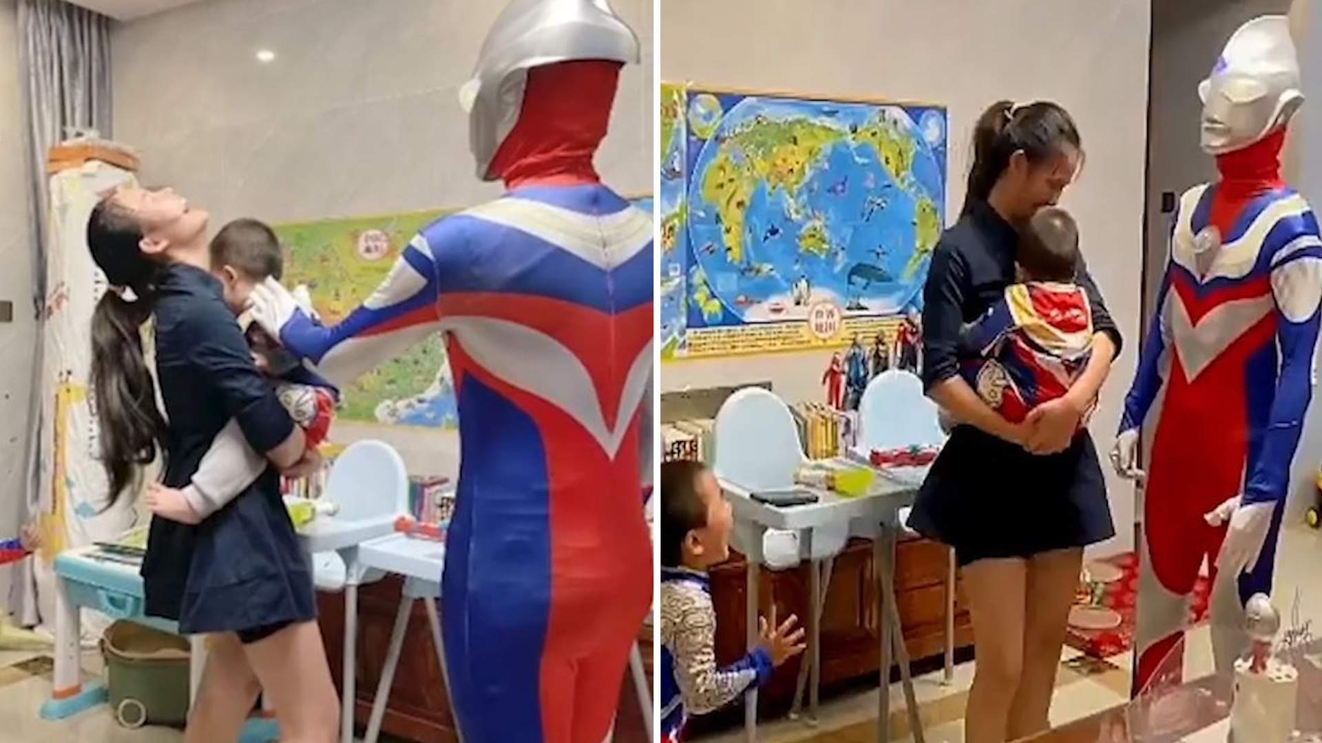 Con hoang so khi cha hoa trang thanh sieu nhan hinh anh