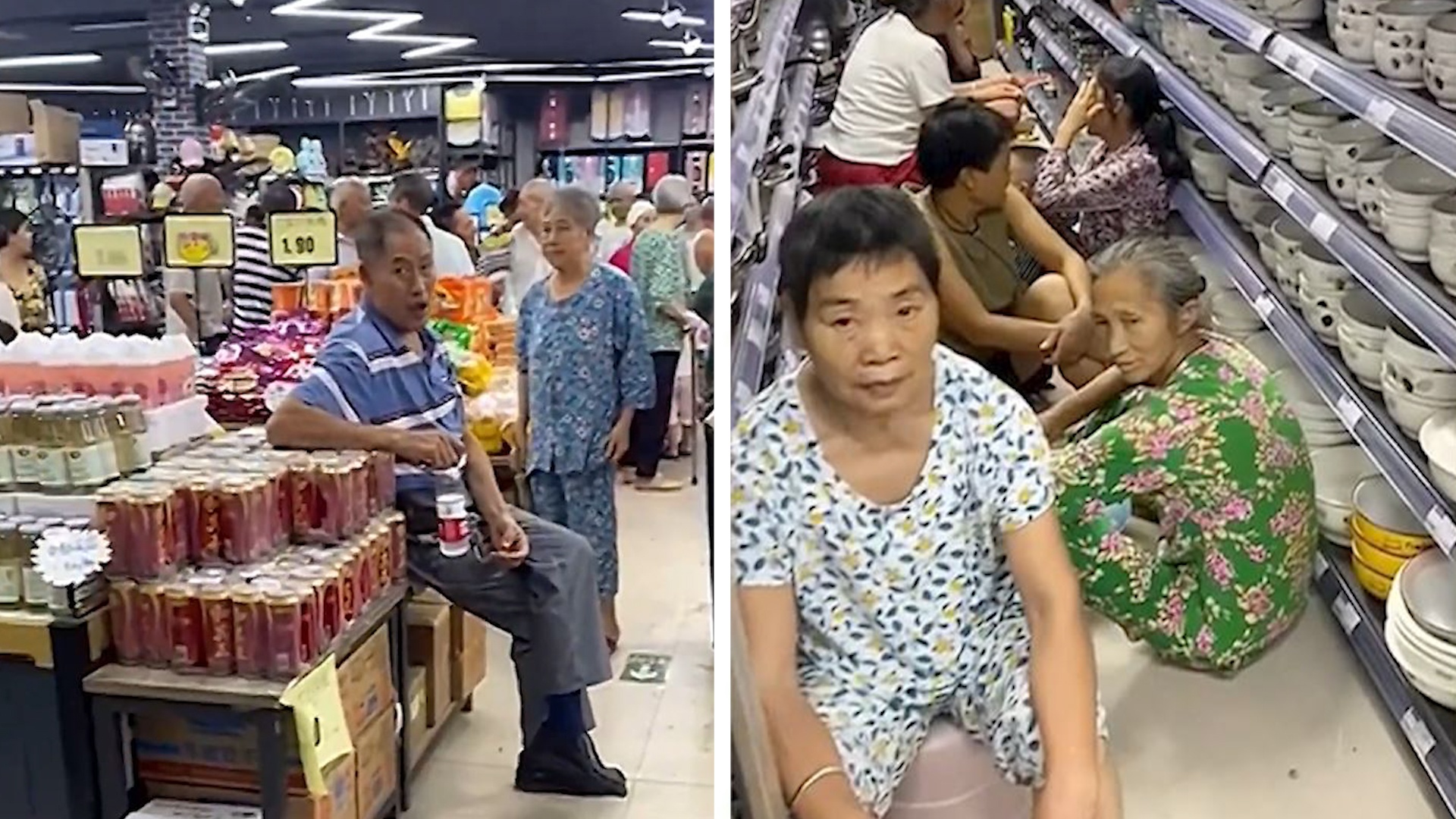 Nguoi gia 'chiem dong' sieu thi de tranh nong o Trung Quoc hinh anh