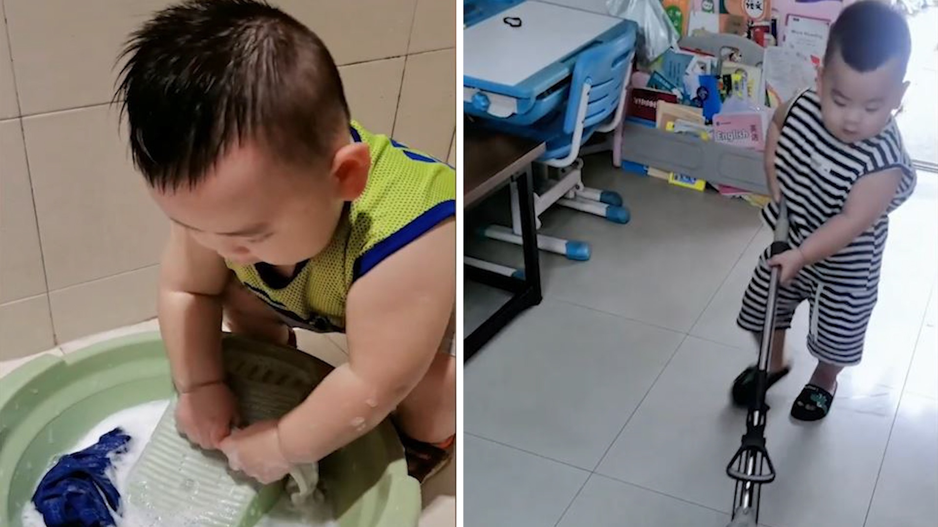 Be 2 tuoi biet giat quan ao, be do nhu nguoi lon hinh anh