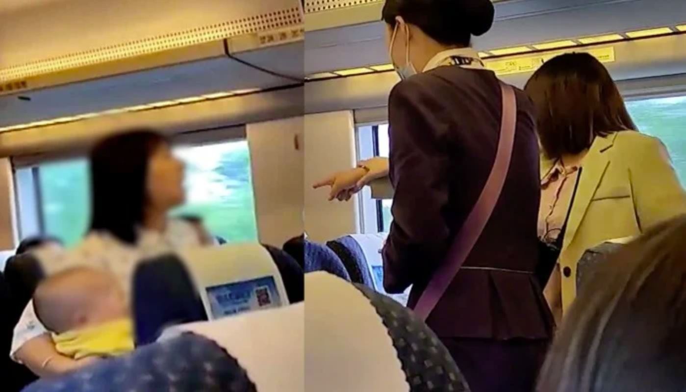 Hai phu nu cai nhau nay lua tren tau vi mot dua tre khoc o Trung Quoc hinh anh