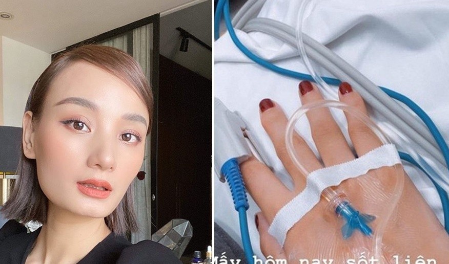 Nguoi mau Le Thuy nhap vien cap cuu vi sot 43 do C hinh anh