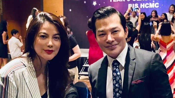 Truong Ngoc Anh va Tran Bao Son ben nhau trong tiec cua con gai hinh anh