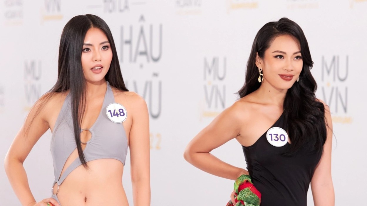 Thi sinh Hoa hau Hoan vu Viet Nam nga nhao khi dien bikini hinh anh