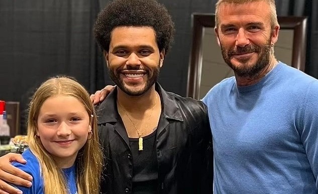 David Beckham dua con gai Harper toi dem nhac cua The Weeknd hinh anh