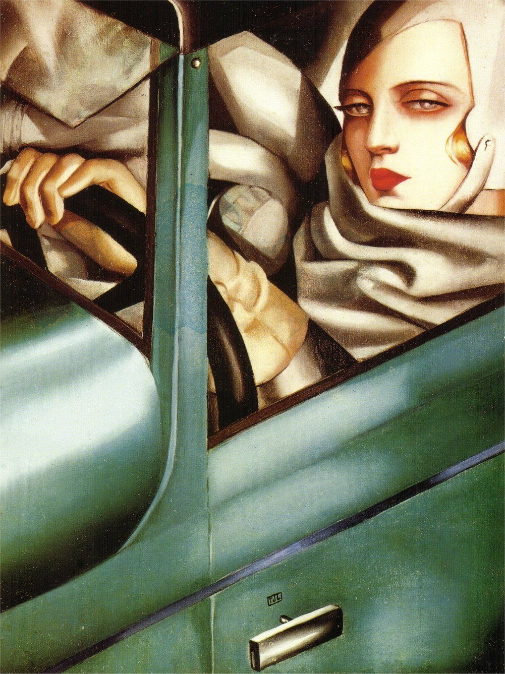Tamara de Lempicka,  art deco,  Bugatti, Tamara in a Green Bugatti,  doi doi anh 3