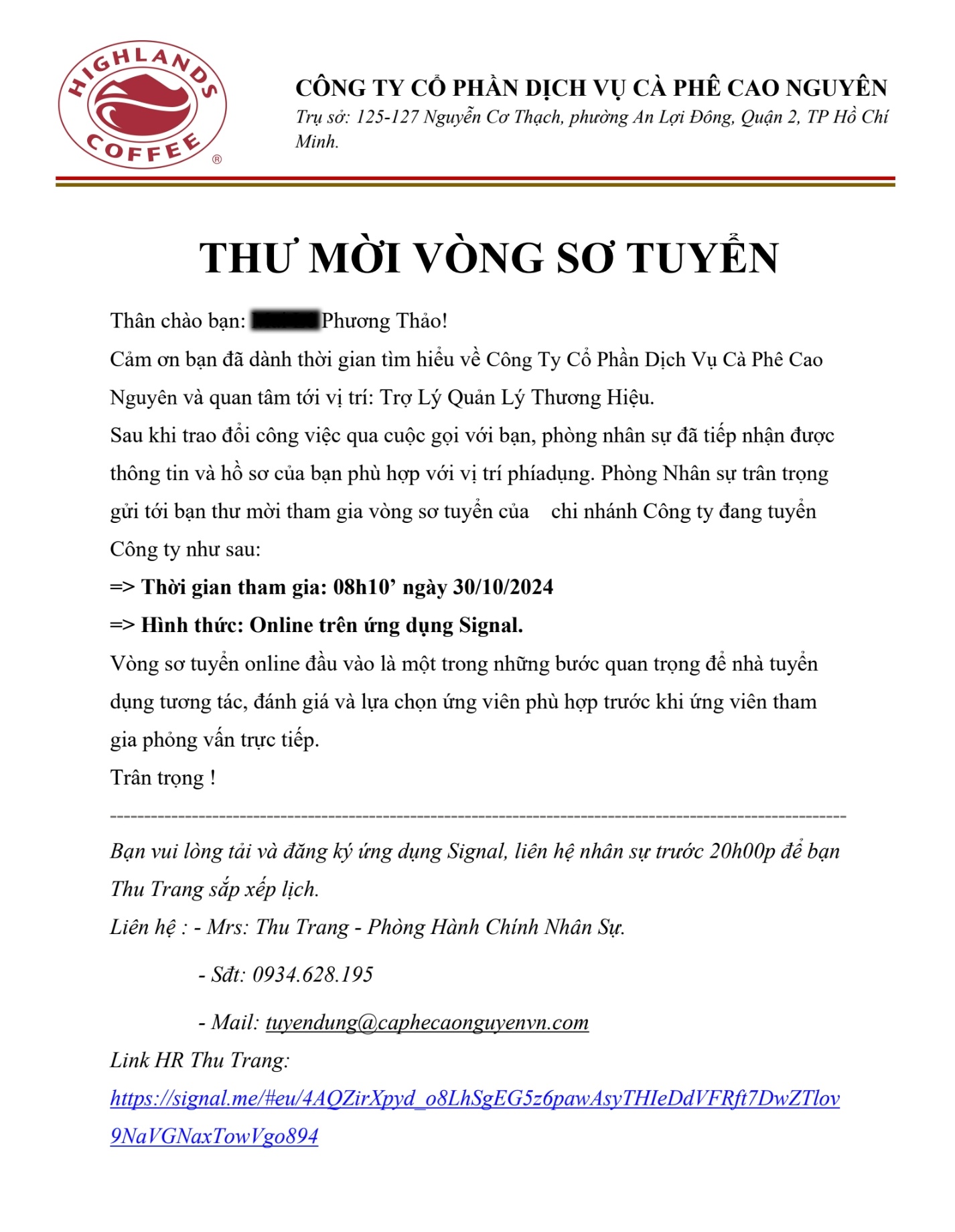 lừa đảo tuyển dụng,  tuyển dụng Highlands Coffee,  Mạo danh tuyển dụng,  giả mạo tuyển dụng,  nhân sự tphcm,  highlands coffee tphcm ảnh 1 lua dao tuyen dung,  tuyen dung Highlands Coffee,  Mao danh tuyen dung,  gia mao tuyen dung,  nhan su tphcm,  highlands coffee tphcm anh 1