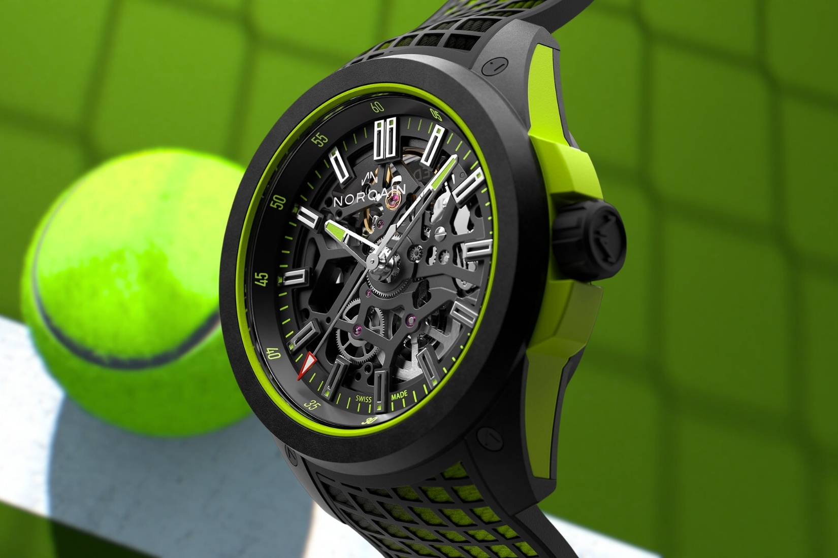 Dong ho duoc lam tu soi long bong tennis hinh anh