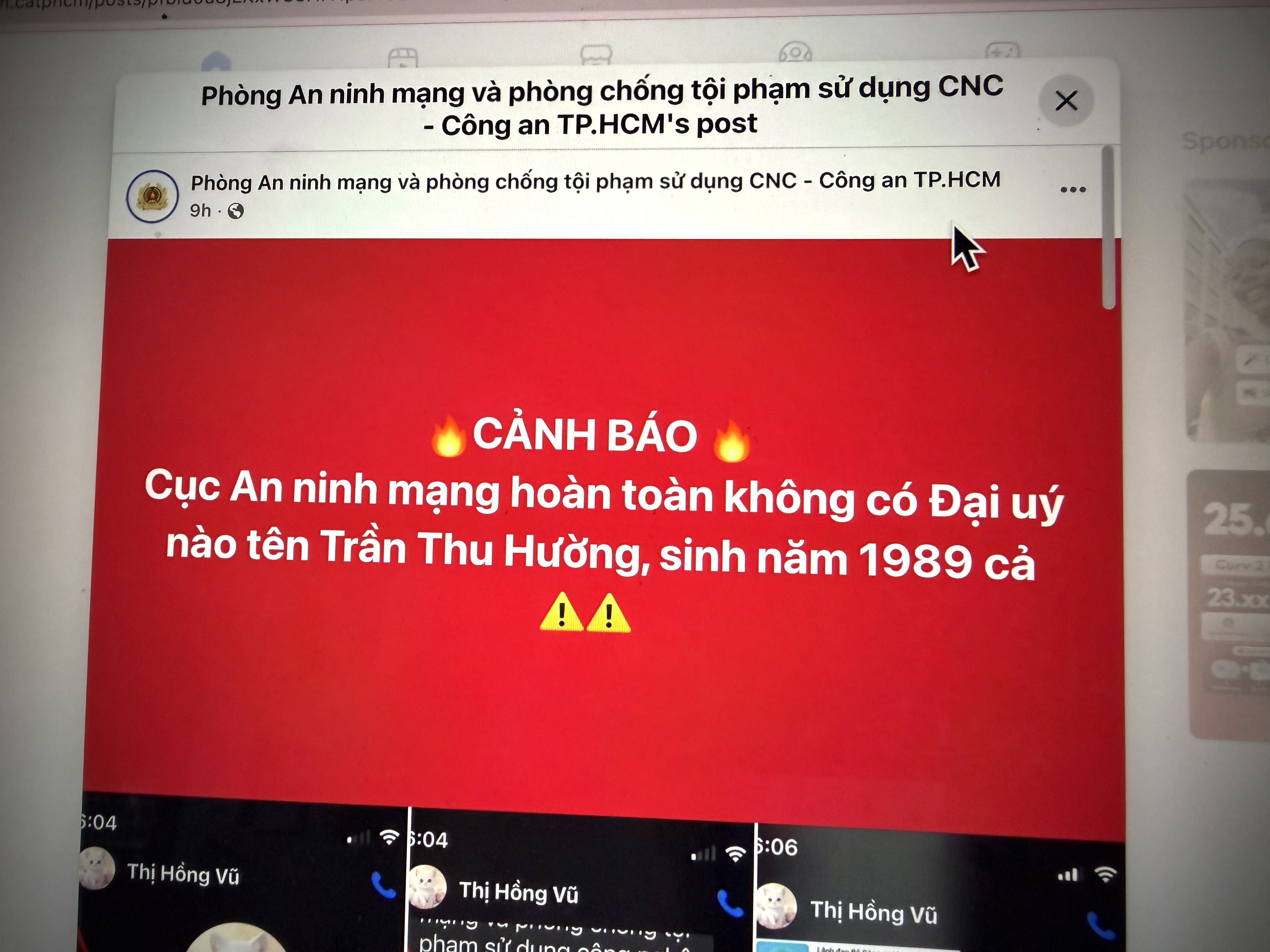 Cong an canh bao ve 'Dai uy Tran Thu Huong, sinh nam 1989' hinh anh