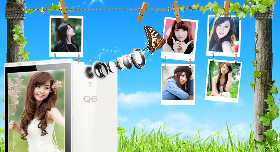 Bạn nữ cùng làm điệu với camera 13 megapixel của máy.