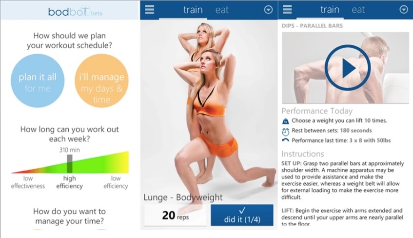 Ứng dụng sẽ lên lịch trình tập luyện và chế độ ăn uống cho người tham gia huấn luyện.